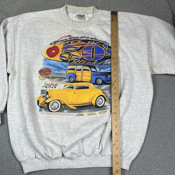 Vintage Back To The 50s Minnesota Street Rod Racing Race Car Sweater Size XL - Picture 8 of 9